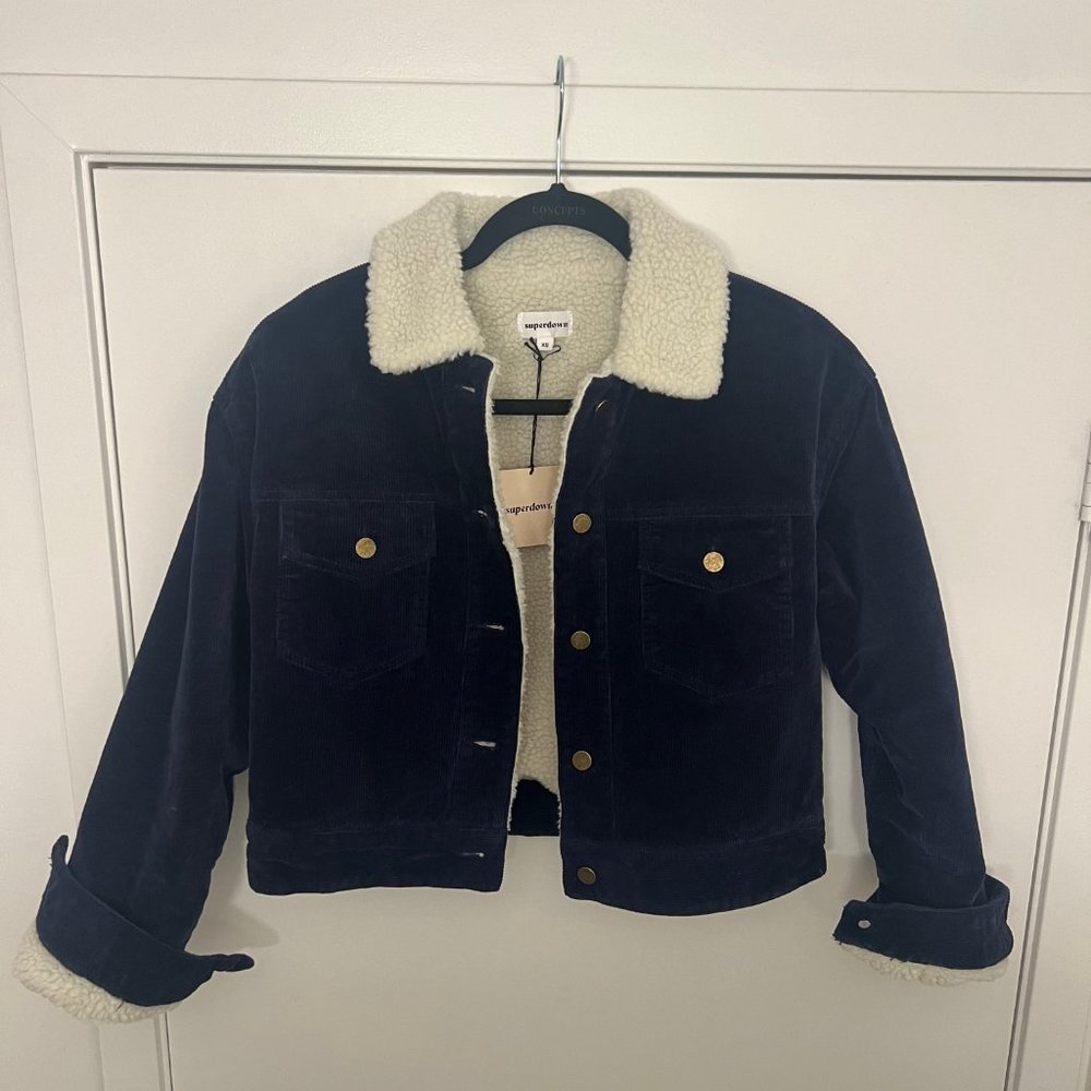 Revolve Superdown Navy Jacket - Size XS - Picture 5 of 6